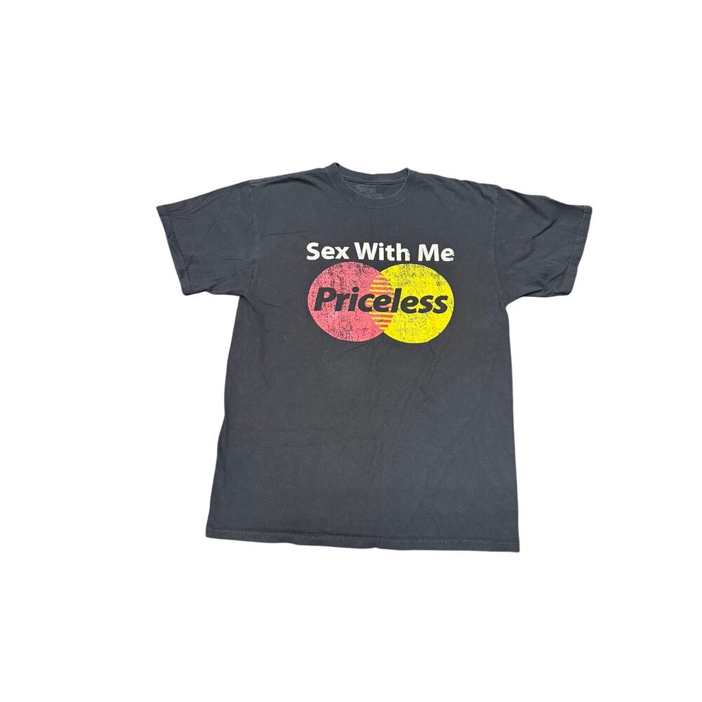 spenser Sex With Me Priceless Parody T shirt mens size L Black cotton Y2K